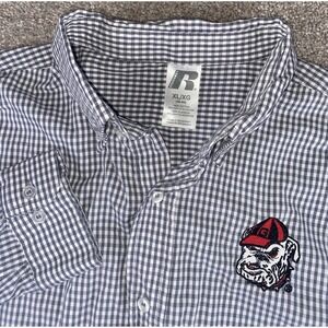Russell Athletic UGA University Of Georgia Bulldogs Check Plaid Shirt Mens XL